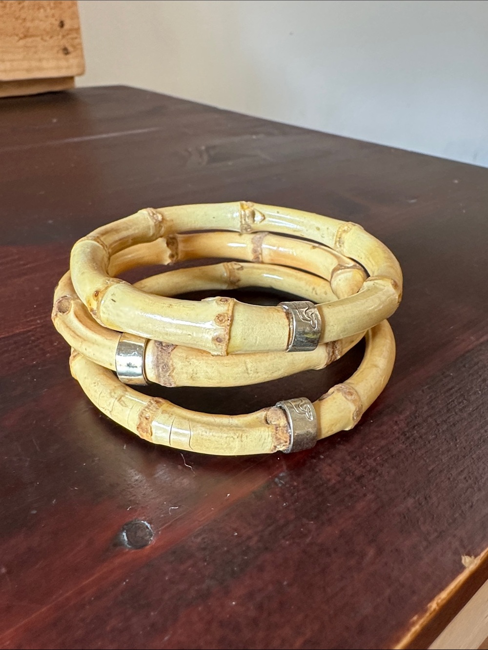 Bamboo Style Natural Wood Bangle Bracelet Set